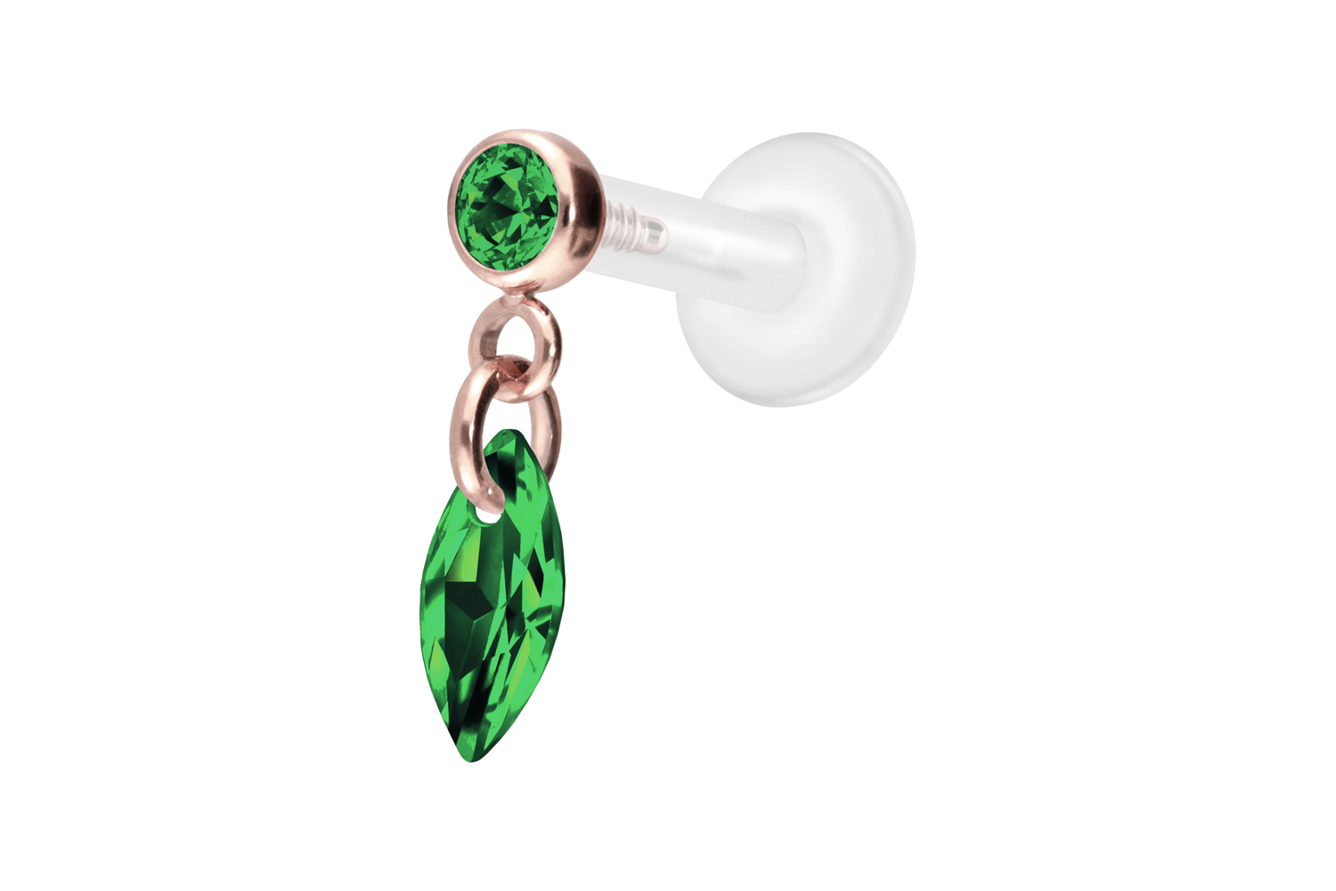 PTFE Labret Piercing mit Innengewinde + Titan-Aufsatz KRISTALLOVAL